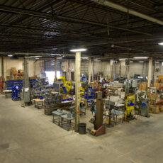 An aerial view of Matot's massive warehouse where its dumbwaiters and other material lift solutions are manufactured.